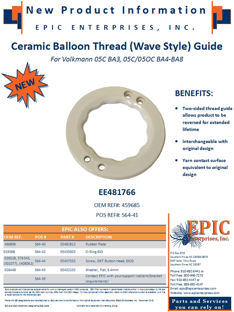 Ceramic Balloon Thread (Wave Style) Guide for Volkmann 05C BA3, 05C/05OC BA4-BA8